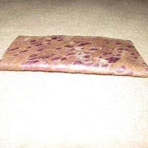 KEEP IT GYPSY Hot Pink Metallic Acid and Brown Hair On Hide Leather Checkbook